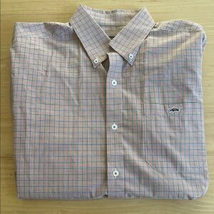 Men's Fish Hippie Orange Checkered Shirt